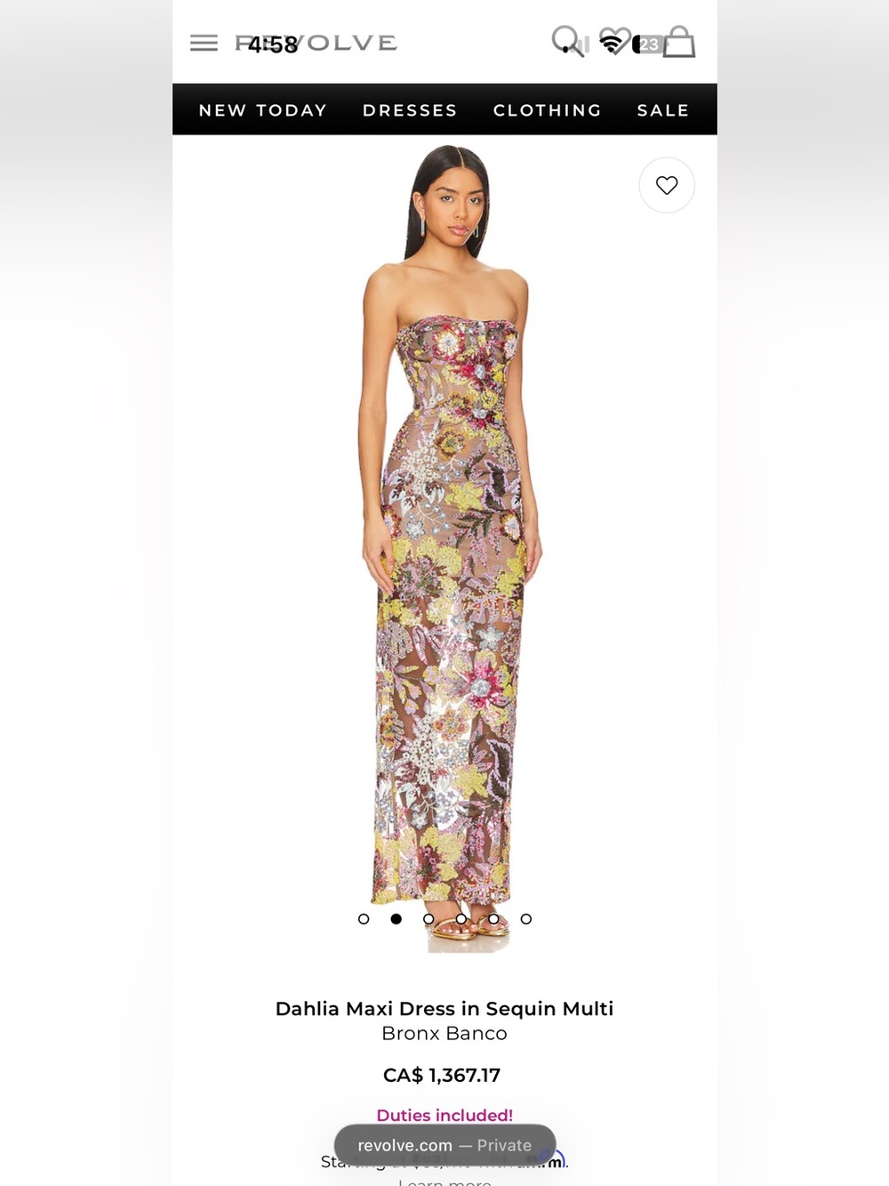 Strapless Floral Sequin Maxi Dress - Multicolor - Picture 6 of 6